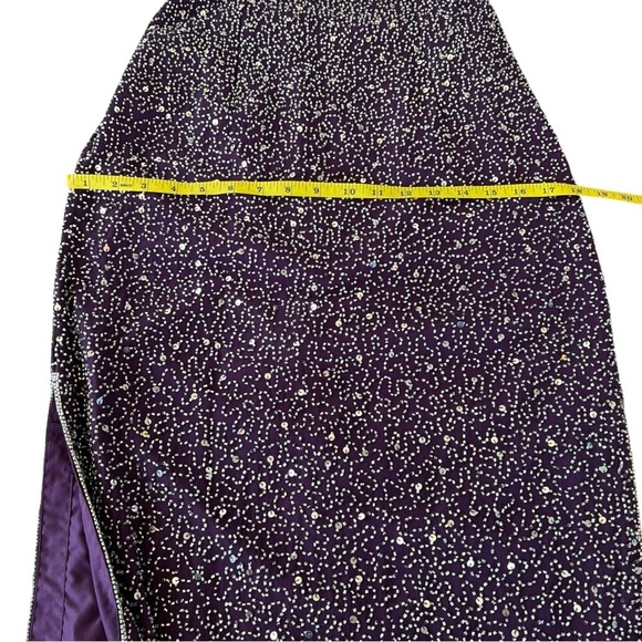 VTG 90s Romy Scala 100% Silk Beaded Formal Backless Maxi Dress Plum Purple Med - Picture 12 of 17